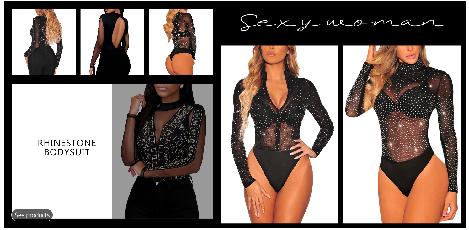 UEOIOW rhinestone bodysuit collection
