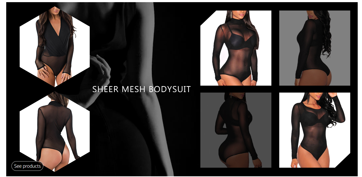 UEOIOW sheer mesh bodysuit collection