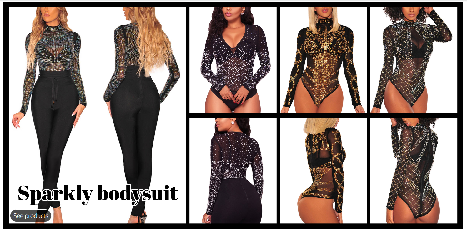 UEOIOW sparkly bodysuit collection